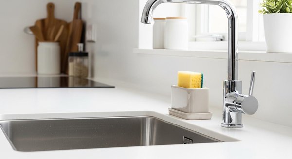 Pourquoi le porte éponge en céramique optimise-t-il l'organisation de l'évier ?